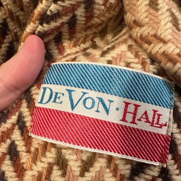 Vintage Herringbone Wool Coat with Belt - Picture 6 of 14